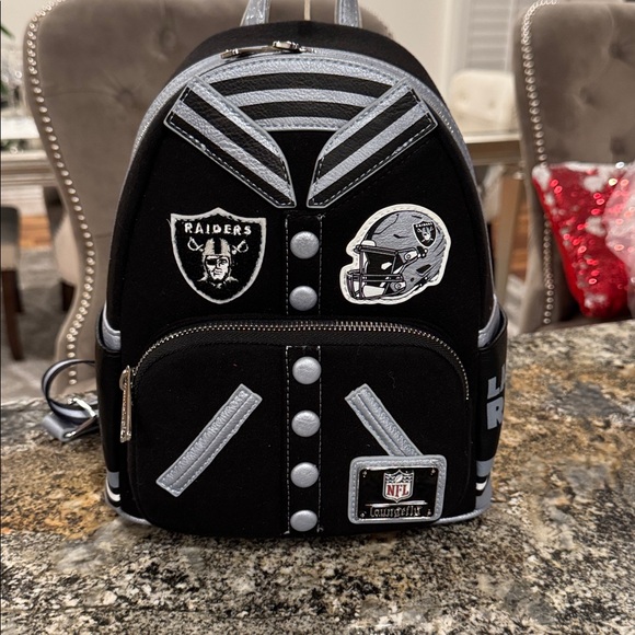 Loungefly Handbags - LOUNGEFLY NFL Las Vegas Raiders Varsity Mini Backpack